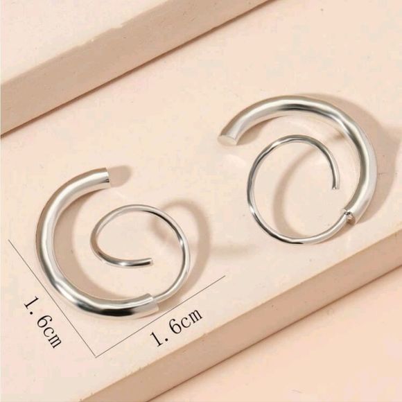 🌟 SILVERTONE SWIRL HOOP THREADER EARRINGS - Picture 4 of 6